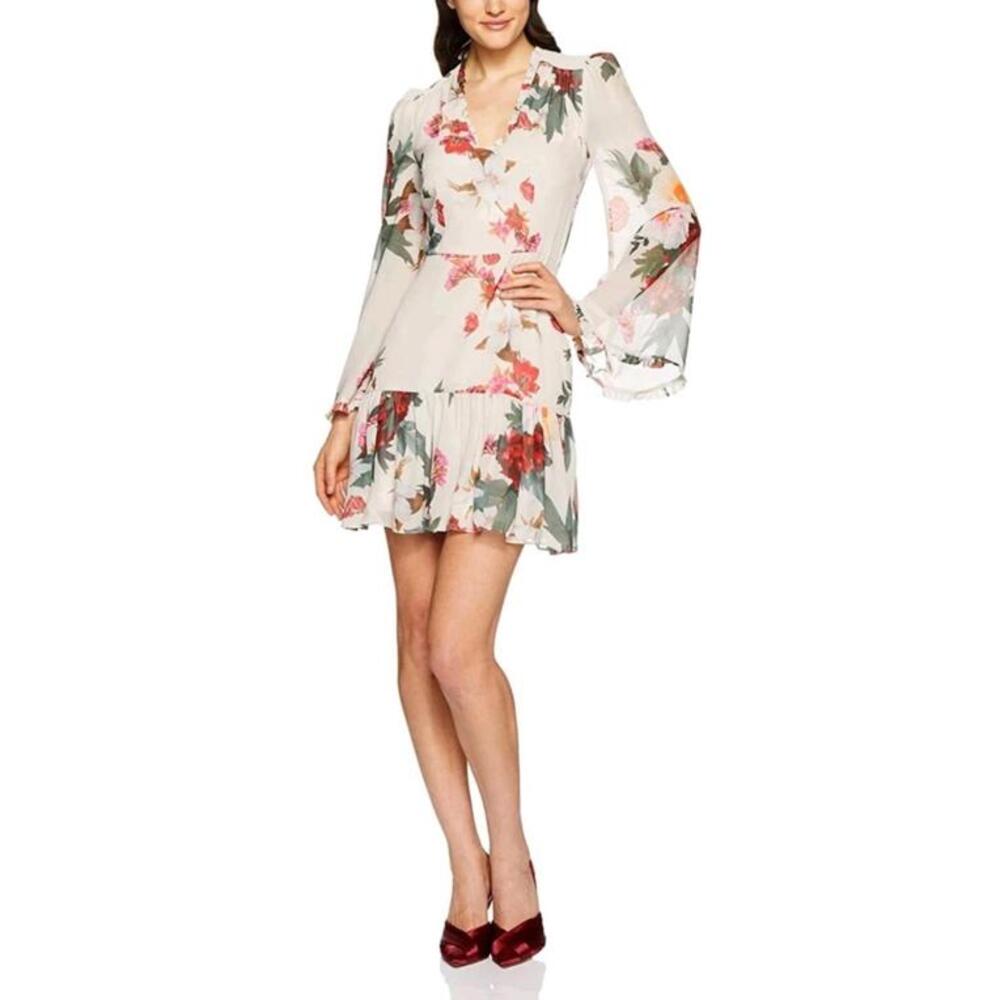 Cooper St Multicolor Floral Size 14 Women’s Dress Ruffled Long Flare Sleeve #CB8